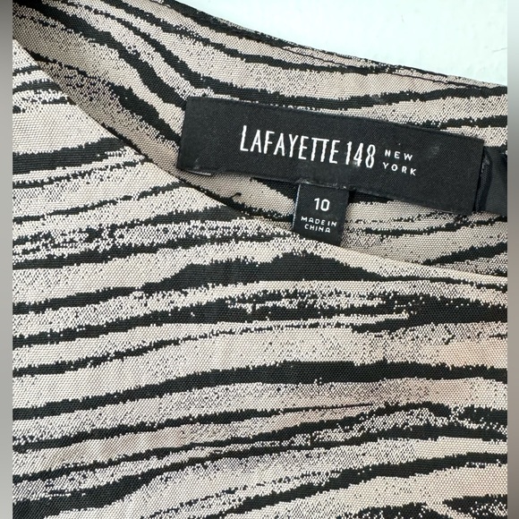 Lafayette 148 New York animal print fitted dress with bateau neckline - Picture 2 of 10